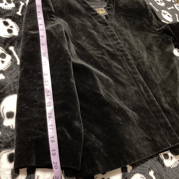 MARJORIE HAMILTON Vintage black velour open front jacket ~ MEDIUM LARGE blazer - Picture 9 of 12